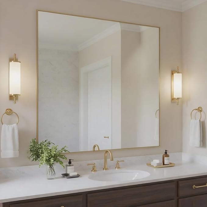 30x36 Inch Brass Bathroom Mirror - Image 2