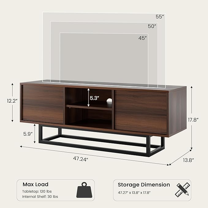 HAIOOU TV Stand for 50 55 Inch TV, Modern TV Console Small Entertainment Center - Image 3