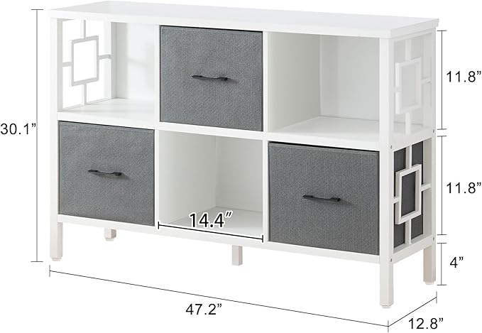 HOMISSUE 6 Cube Storage Organizer Shelf, Rustic Short Bookshelf - Image 2