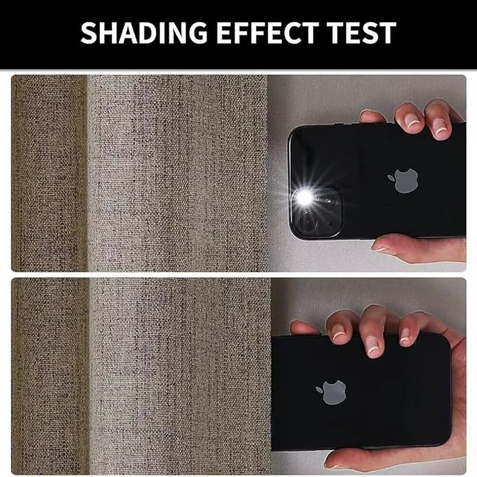Joydeco Natural Linen Curtains 90 inch Length 2 Panels Set Burg 100% Blackout - Image 5