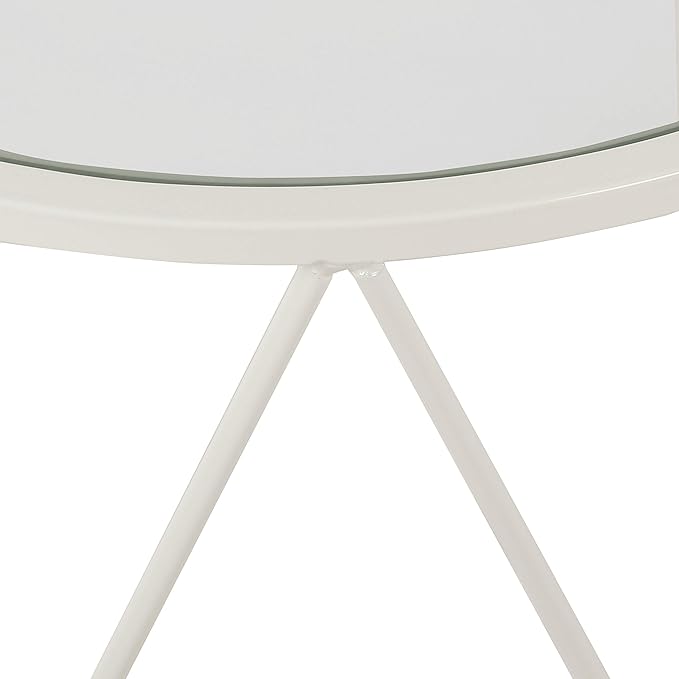HomePop Metal Accent Table Triangle Base Round Mirror Top - Image 5