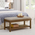 24KF Large Rectangular Storage Bench, Upholstered Seat Cushion, Ottoman Coffee by WEMARTHOMEDECOR