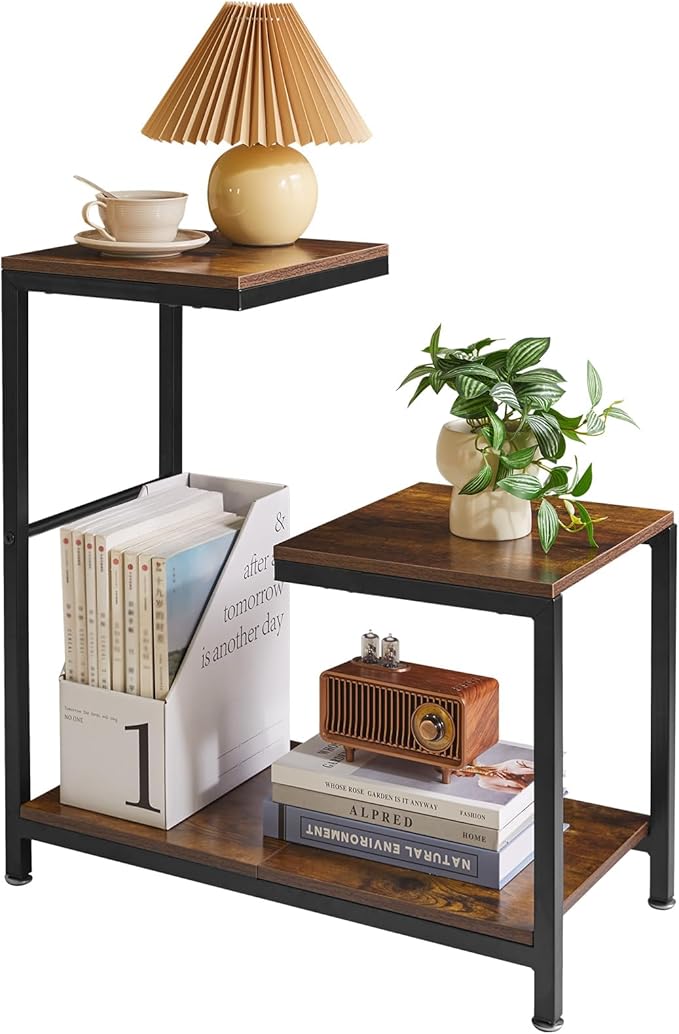 G-Shaped End Table, 3 Tier Side Table by Aibijusolidwoodfurniture