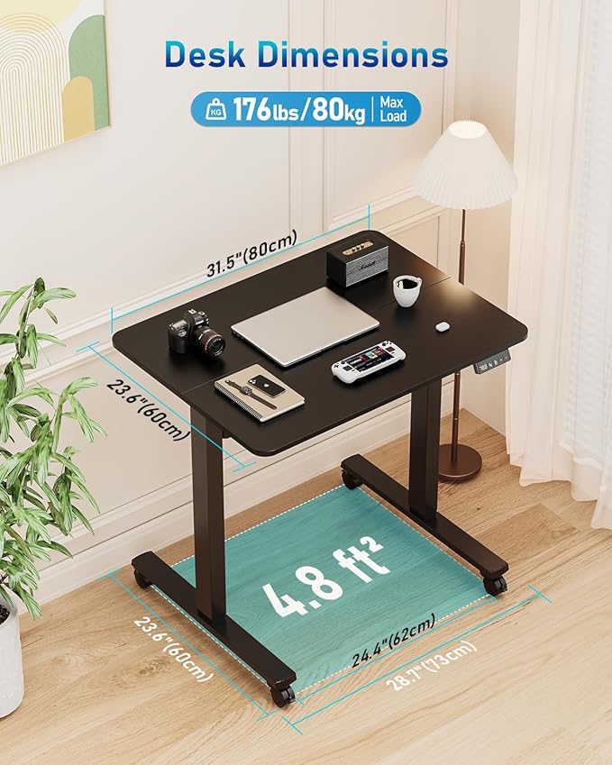 Small Height Adjustable Electric Standing Desk, 31.5" x 23.6" Sit Stand up Desk - Image 2