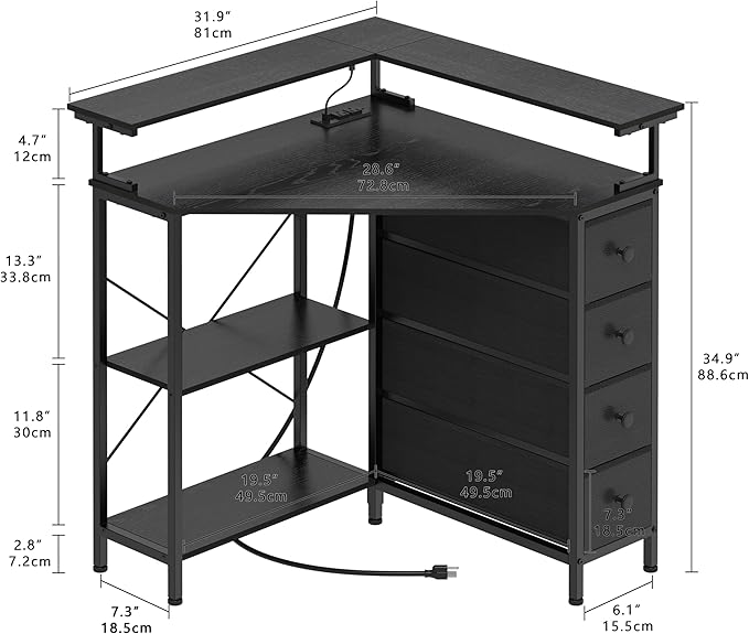 Corner Desk with Drawers Shelves - Image 3