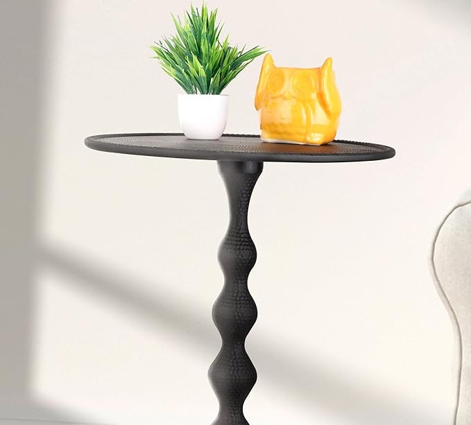 CLEENTABLE Pedestal Round Lightweight Metal Side Table - Image 6