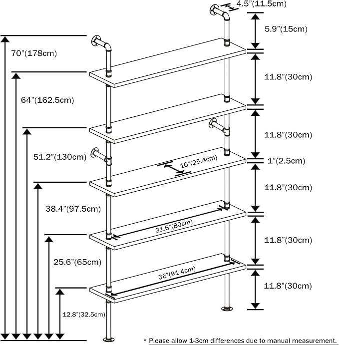 Ladder Pipe Shelves, Wall Mounted Industrial Shelves - Image 3