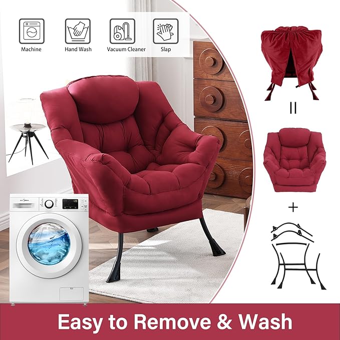 Lazy Chair, Reading Armchair, Large Modern Lounge Accent Chair, Leisure Sofa - Image 7