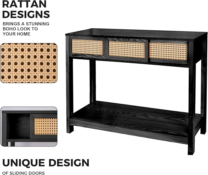 ZYBT Long Console Table, Rattan Entry Table, Console Tables - Image 6