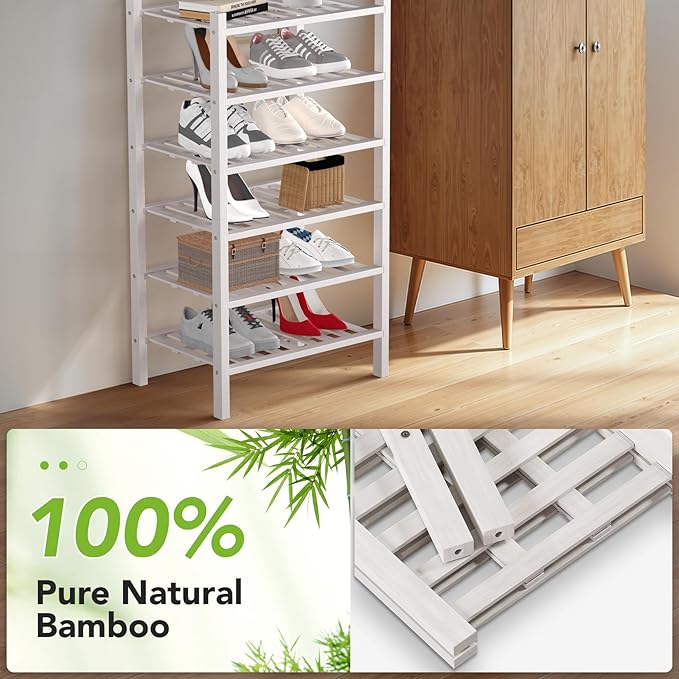 Haddockway small 6 Tier Bamboo Shoe Rack Storage Organizer, Small Space - Image 5