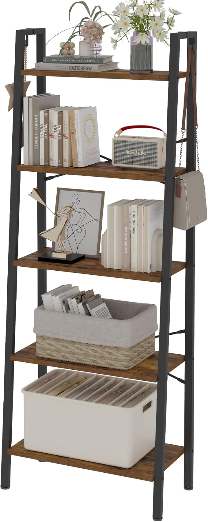 Ladder Shelf, Bookshelf Bookcase, Freestanding Corner Storage Shelve - Image 8