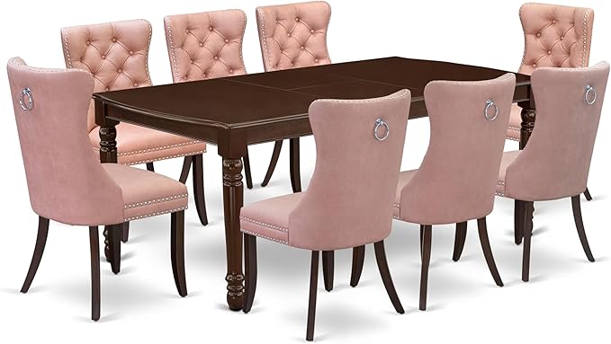 East West Furniture DODA9-MAH-23 9 Piece Kitchen Table Set Includes a Rectangle by EastWestFurniture