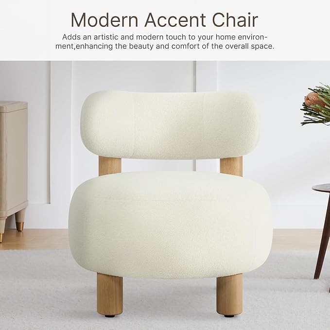 Modern Boucle Accent Chair Set of 2, - Image 5