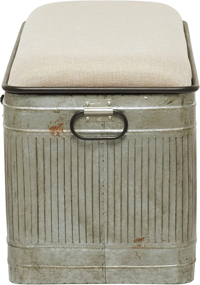 Deco 79 Metal Room Storage Bench Galvanized Entryway Bench - Image 10