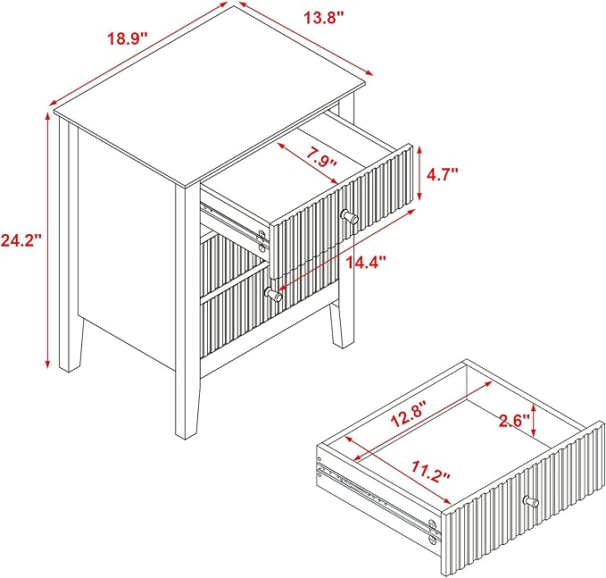 OCANDO White Bed Side Table - Image 2