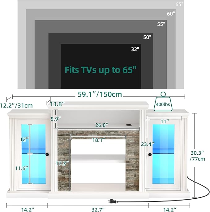 YITAHOME Modern TV Stand for 65 Inch TV, LED Entertainment Center - Image 2