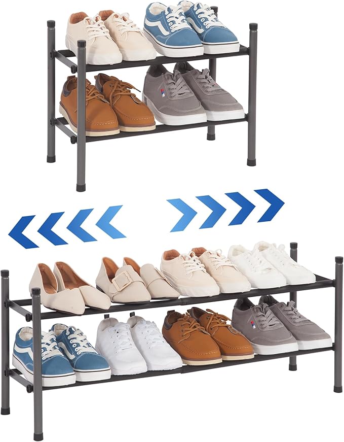 STORAGE MANIAC Expandable Shoe Rack, 8 Pairs Stackable Small Shoe Rack by STORAGEMANIAC