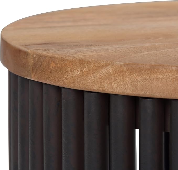 SIMPLIHOME Demy 18-inch Wide Metal and Solid Mango Accent Table in Natural/Black - Image 5