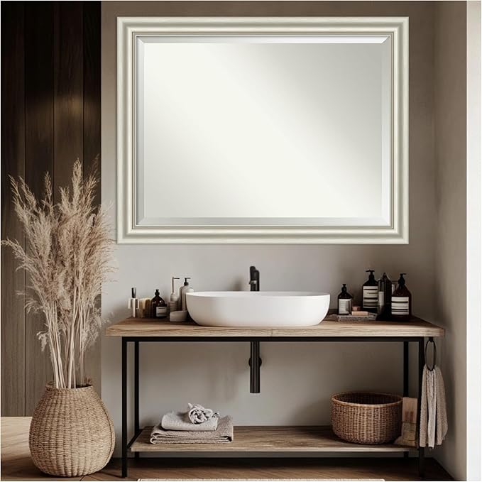Amanti Art Bathroom Mirror for Over Sink, 36x46 Sophia Silver Rectangle Vanity - Image 6
