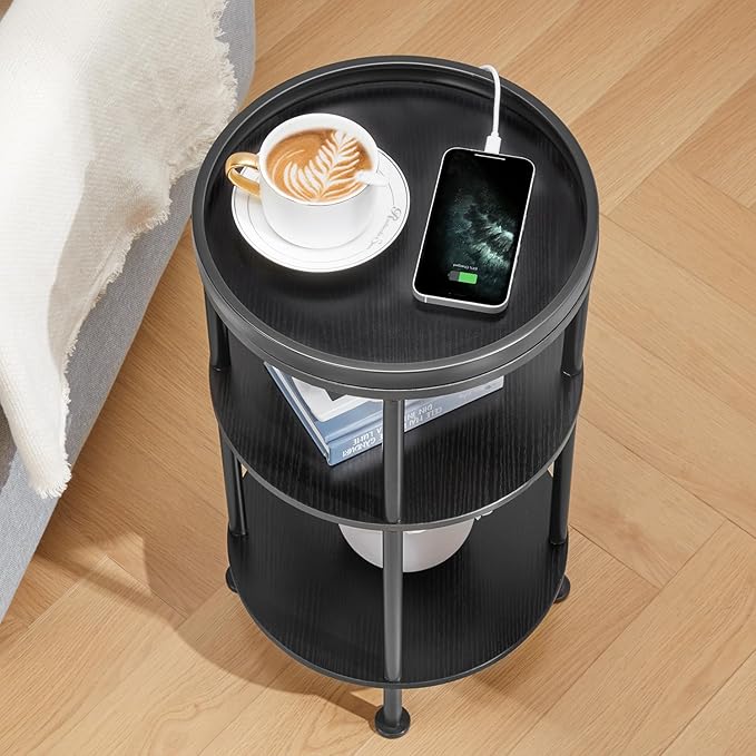 Small Round Side Table with Charging Station - Image 6