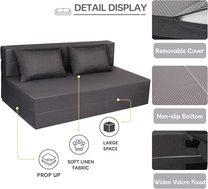 Folding Sofa Bed, Foldable Bed Sleeper Chair - Image 4