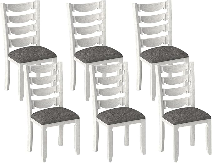 Solid Wood Dining Chair Set of 6, Kitchen Dining Room Chair by Peatuk