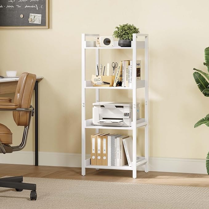 Rolanstar Bookshelf, 4-Tier Storage Rack, Narrow Corner Bookshelf, Display - Image 5