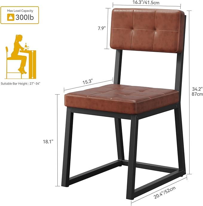 DWVO Modern Dining Chairs Set of 4 Brown Upholstered Kitchen Chairs - Image 3