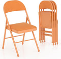 VECELO Padded Folding Chairs 4 Pack, Comfortable Cushioned Seat & Backrest by VECELO