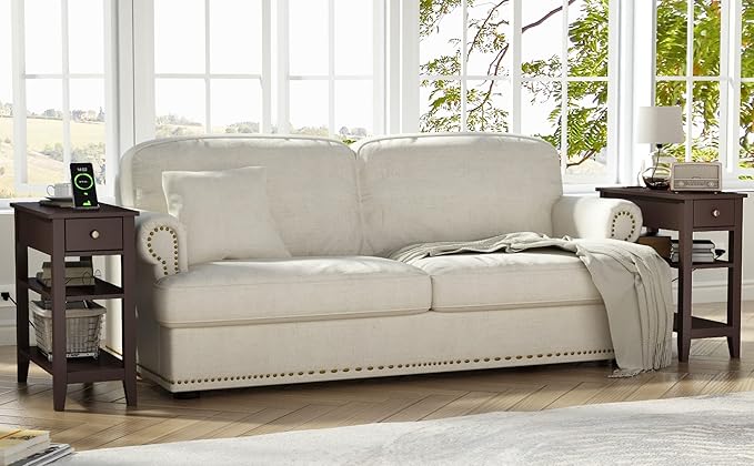 ChooChoo Narrow End Table with Charging Station, Side Table Living Room with - Image 8