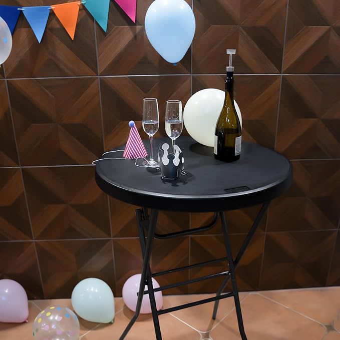 Cocktail Table 28in High Top Round Folding Indoor Outdoor, Plastic Bar Height - Image 8