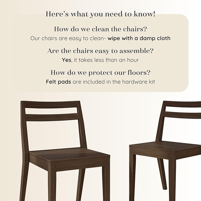 Grain & Grove Davie Dining Room Chairs Set of 2, Solid Wood Modern Kitchen Chair - Image 5