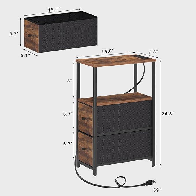 TUTOTAK Small Narrow LED End Table - Image 3
