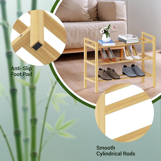 Haddockway Bamboo Shoe Rack for Closet, Free Standing Shoe Organizer - Image 8