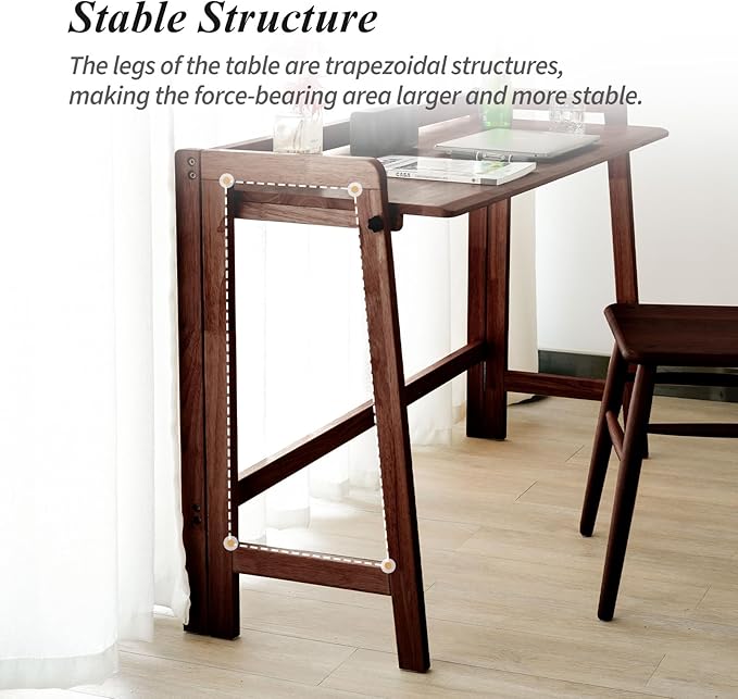 Computer Desk, Foldable Desk, Home Office Desks, Solid Wood Writing Desk - Image 6