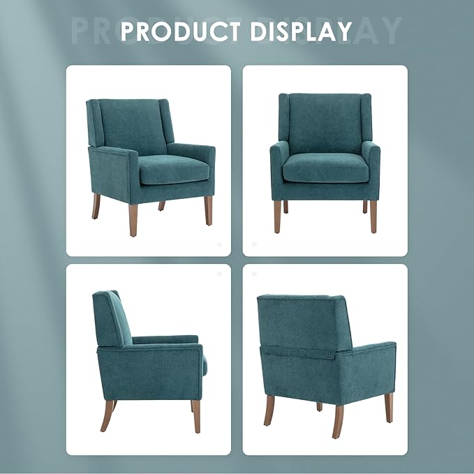 COLAMY Modern Wingback Living Room Chair, Upholstered Fabric Accent Armchair - Image 5