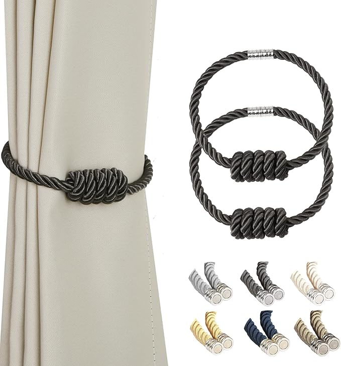 BEL AVENIR Magnetic Curtain Tiebacks, Decorative Drapery Holdbacks Modern Woven by BELAVENIR