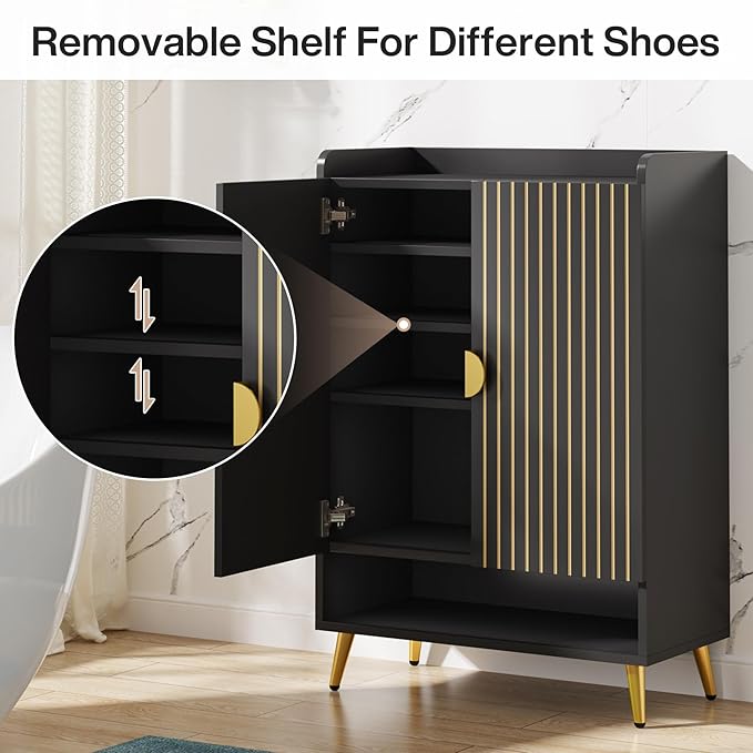 Tribesigns Shoe Cabinet with Doors, 7-Tier Shoe Storage Cabinet with Adjustable - Image 6