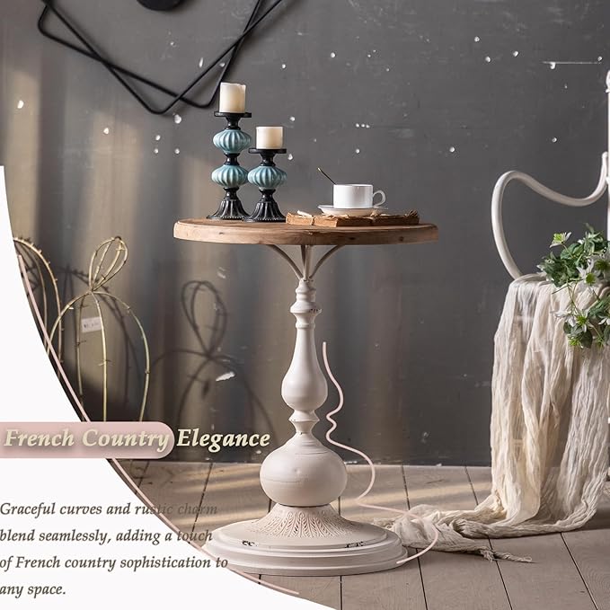 Round Side Table Living Room, Vintage End Table, French Country Round Table - Image 3