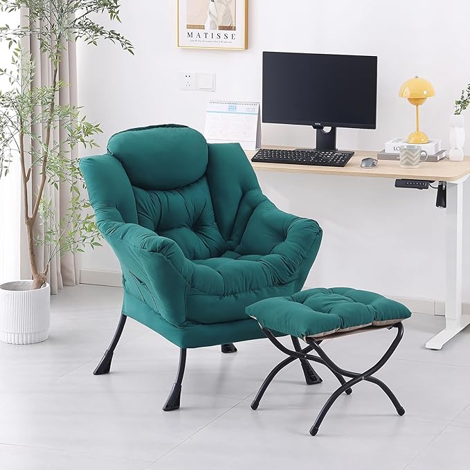 Lazy Chair with Ottoman, Modern Accent Chair Contemporary Lounge Leisure Sofa - Image 2