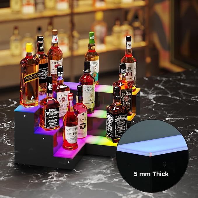Dethan 3 Tier 20 Inch LED Lighted Liquor Bottle Display Shelf - Image 5