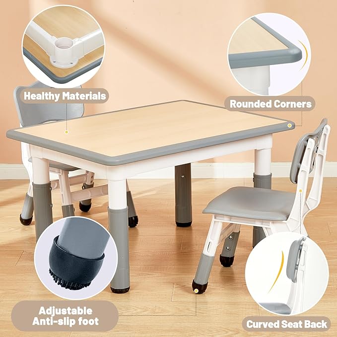 FUNLIO Kids Table and 2 Chairs Set - Image 5