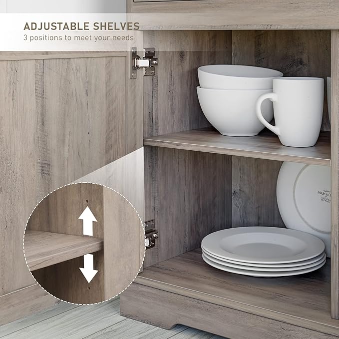 Keyluv Buffet Storage Cabinet, Sideboard Farmhouse Server Bar Wine Cabinet - Image 9