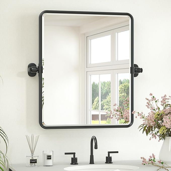 Keonjinn Pivot Mirror Bathroom, 20 x 24 In Beveled Tilt Mirror Bathroom by Keonjinn