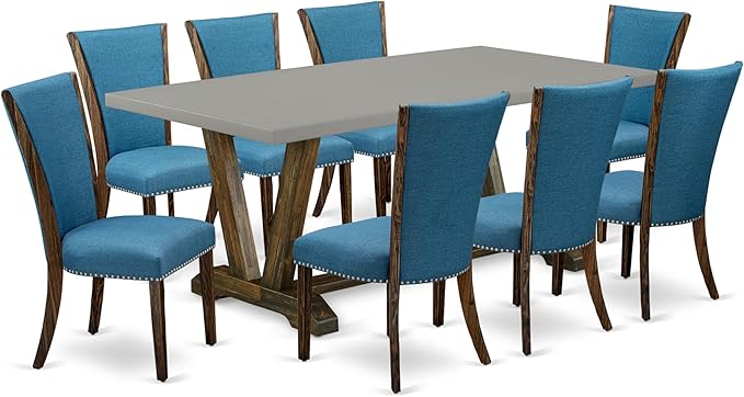 East West Furniture V797VE721-9 9 Piece Dining Table Set Includes a Rectangle by EastWestFurniture