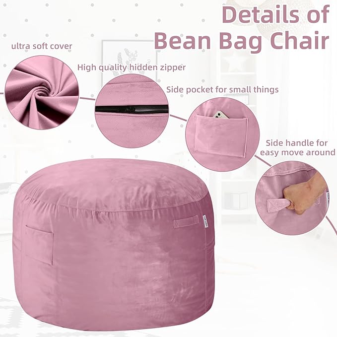 HABUTWAY Bean Bag Chair 3Ft Luxurious Velvet Ultra Soft Fur - Image 4