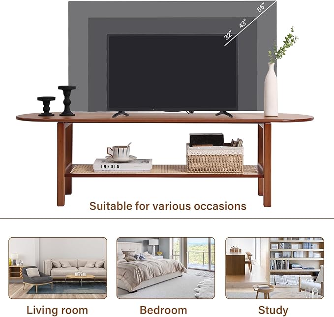 Tiita Bamboo TV Stand with Storage - Image 6