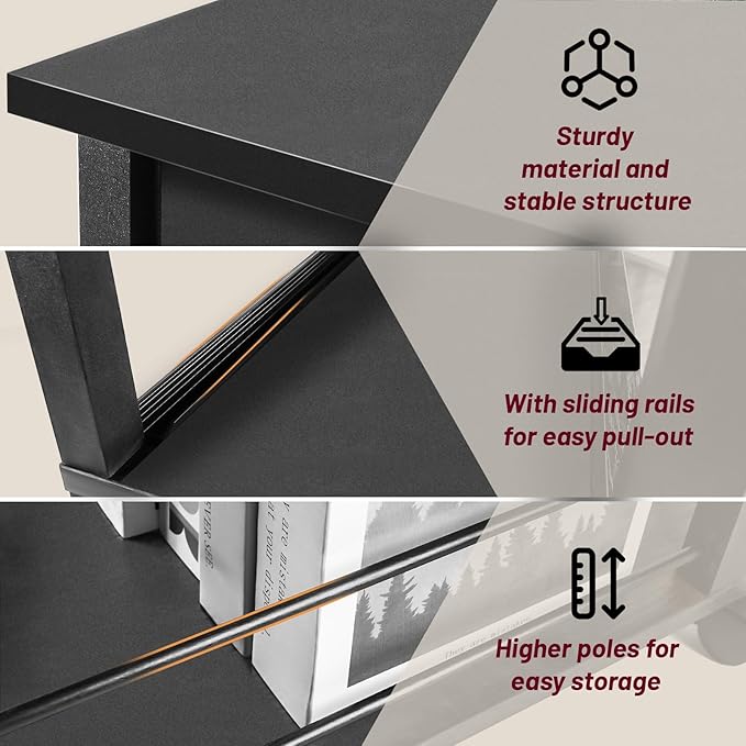 Side Table with Charging Station and Drawer, Narrow End Table with USB Ports - Image 7