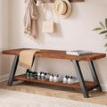 IBF Natural Real Wood Entryway Bench, Solid Wood Storage Bench, Industrial by IBF