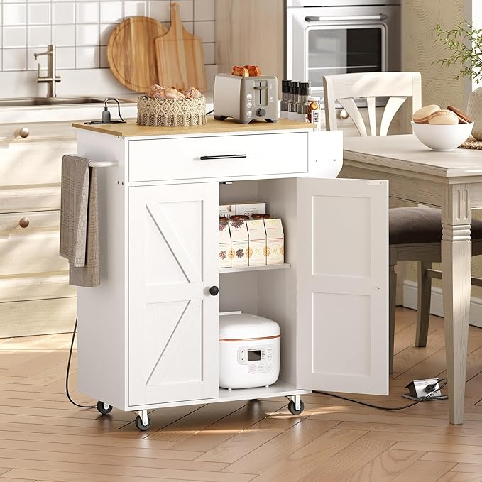 HOOBRO Kitchen Island with Power Outlet, Kitchen Storage Island with Large - Image 4